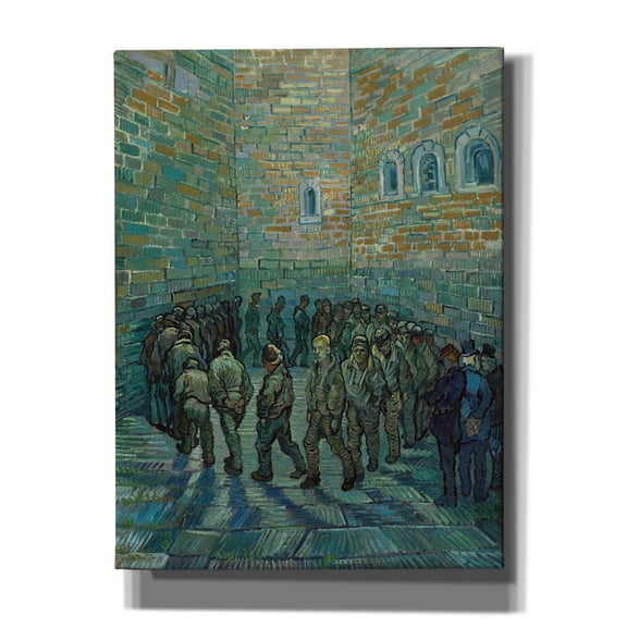 Epic Graffiti 'The Prison Courtyard ' by Vincent Van Gogh, Giclee Canvas Wall Art, 12"x16"