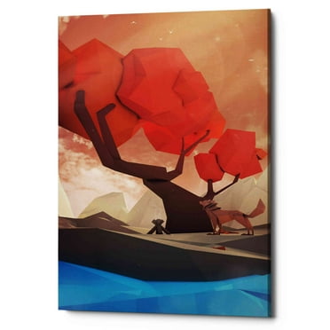 Epic Graffiti  "The Red Tree" by Jonathan Lam, Giclee Canvas Wall Art, 12"x18" - 12" x 18"