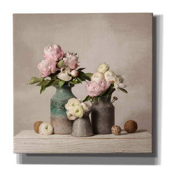 Epic Graffiti 'Three Spring Blooms' by Leah McLean Giclee Canvas Wall Art, 37"x37"