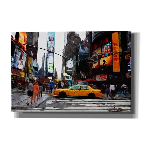 Epic Graffiti 'Times Square' by Linda Woods, Canvas Wall Art, 18"x12"
