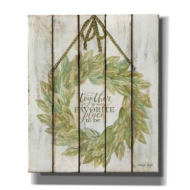 Epic Graffiti 'Together Wreath on Wood Panels' by Cindy Jacobs, Canvas Wall Art, 20"x24"