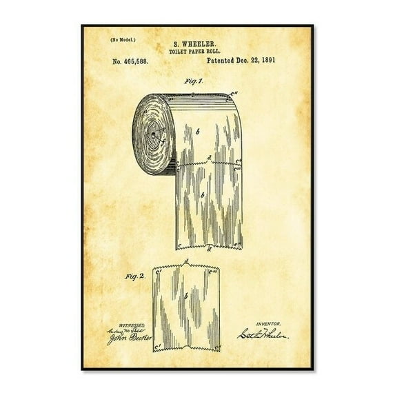 Epic Graffiti "Toilet Paper Roll Vintage Patent" Framed High Gloss Acrylic Wall Art