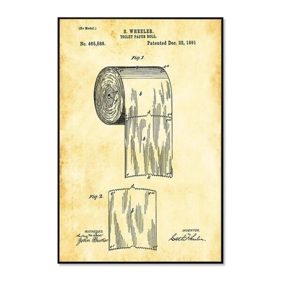 Epic Graffiti "Toilet Paper Roll Vintage Patent" Framed High Gloss Acrylic Wall Art