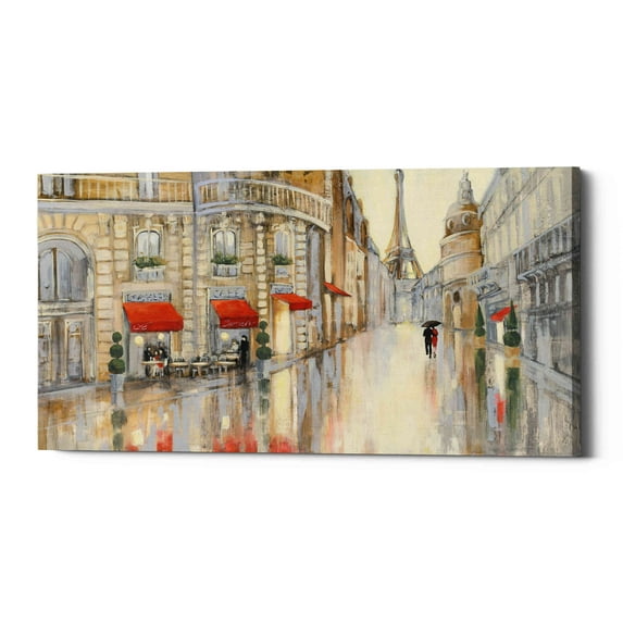 Epic Graffiti "Touring Paris Couple" by Julia Purinton, Giclee Canvas Wall Art, 12"x24"