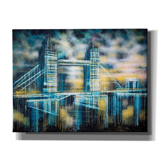 Epic Graffiti 'Tower Bridge Under A Dramatic Sunset' by Marc Todd, Canvas Wall Art, 34"x26"