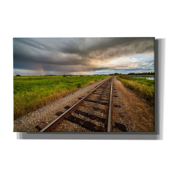 Epic Graffiti 'Train Track Sunset 1' by Joe Reimer Photography, Canvas Wall Art, 18"x12"