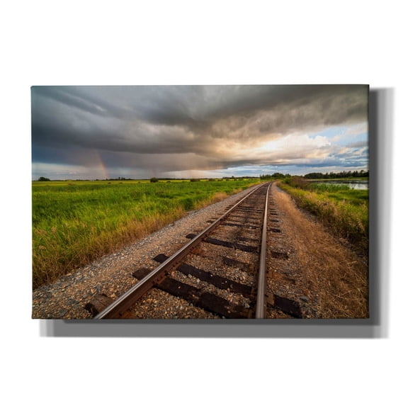 Epic Graffiti 'Train Track Sunset 1' by Joe Reimer Photography, Canvas Wall Art, 26"x18"