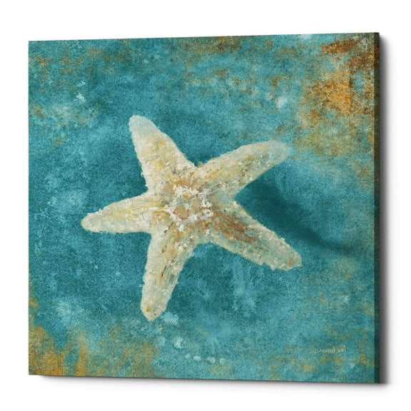 Epic Graffiti  "Treasures From The Sea IV" by Danhui Nai, Giclee Canvas Wall Art - 18" x 18"