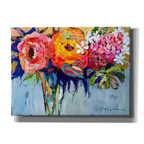 Epic Graffiti 'Tropical Blossoms' by St. Hilaire Elizabeth, Canvas Wall Art, 54"x40"