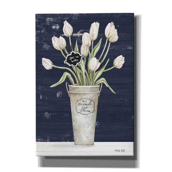 Epic Graffiti 'Tulips on Navy I' by Cindy Jacobs, Canvas Wall Art, 18"x26"