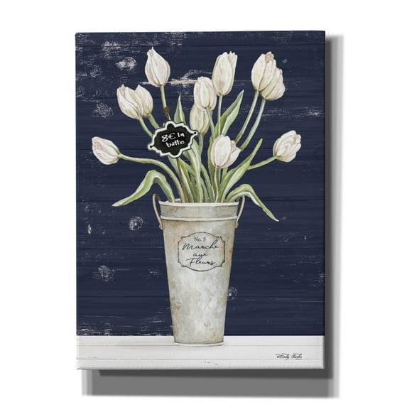 Epic Graffiti 'Tulips on Navy I' by Cindy Jacobs, Canvas Wall Art, 40"x54"