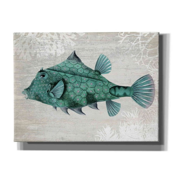 Epic Graffiti 'Turquoise Turret Fish' by Fab Funky Canvas Wall Art, 16"x12"