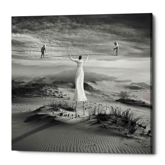 Epic Graffiti "Twins" by Dariusz Klimczak, Giclee Canvas Wall Art - Grey 12" x 12"
