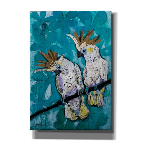 Epic Graffiti 'Two Cockatoos' by St. Hilaire Elizabeth, Canvas Wall Art, 18"x26"