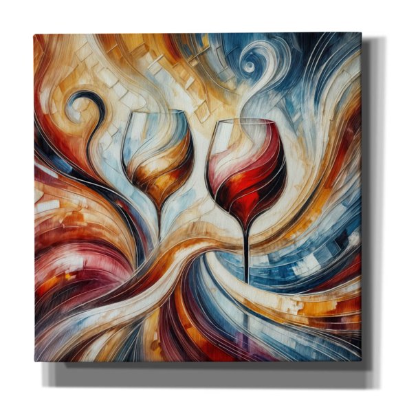 Epic Graffiti 'Two Glasses Of Wine Abstract' by Rey Klimt Canvas Wall Art, 18" x 18"