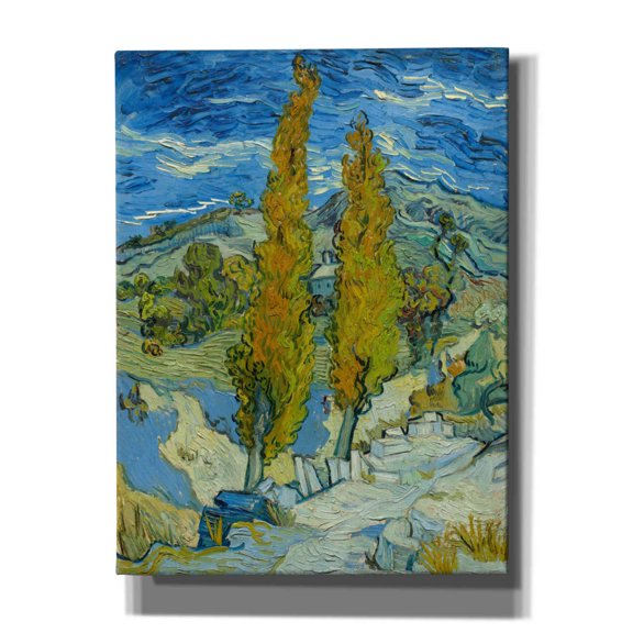 Epic Graffiti 'Two Poplars In The Alpilles Near Saint-Rémy' by Vincent Van Gogh, Giclee Canvas Wall Art, 12"x16"
