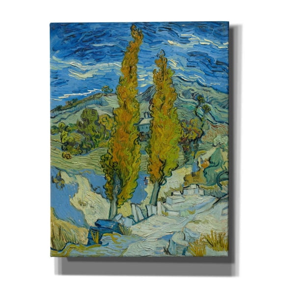 Epic Graffiti 'Two Poplars In The Alpilles Near Saint-Rémy' by Vincent Van Gogh, Giclee Canvas Wall Art, 26"x34"