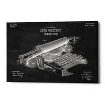 Epic Graffiti "Type Writing Machine Blueprint Patent Chalkboard" Giclee Canvas Wall Art, 12" x 18" 12" x 18"