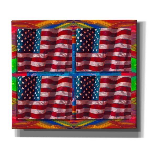 Epic Graffiti 'US Flags' by Howie Green, Canvas Wall Art, 30"x26"