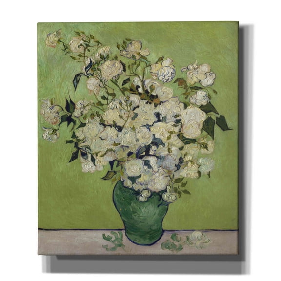 Epic Graffiti 'Vase Of Roses' by Vincent Van Gogh, Giclee Canvas Wall Art, 26"x30"