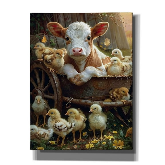 Epic Graffiti 'Veal With The Chicks 1' by Momart Canvas Wall Art, 12" x 16"