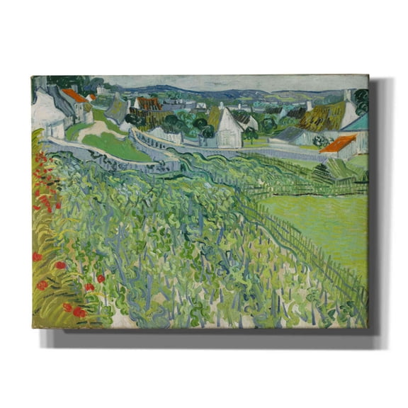 Epic Graffiti 'Vineyards At Auvers' by Vincent Van Gogh, Giclee Canvas Wall Art, 16"x12"