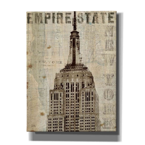 Epic Graffiti 'Vintage NY State Building' by Michael Mullan, Canvas Wall Art, 26"x34"