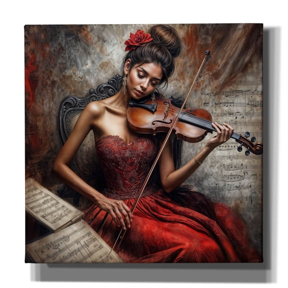Epic Graffiti 'Violin Music' by Rey Klimt Canvas Wall Art, 12" x 12"