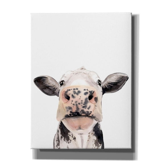 Epic Graffiti 'Watercolor Cow Portrait II' by Grace Popp, Giclee Canvas Wall Art, 12"x16"