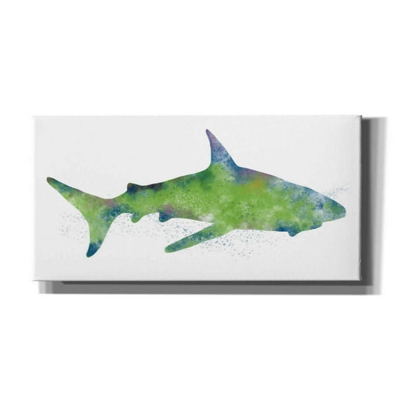 Epic Graffiti 'Watercolor Shark II' by Linda Woods, Canvas Wall Art, 24"x12"