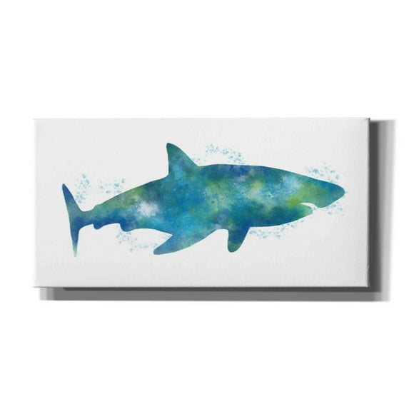 Epic Graffiti 'Watercolor Shark III' by Linda Woods, Canvas Wall Art, 40"x20"