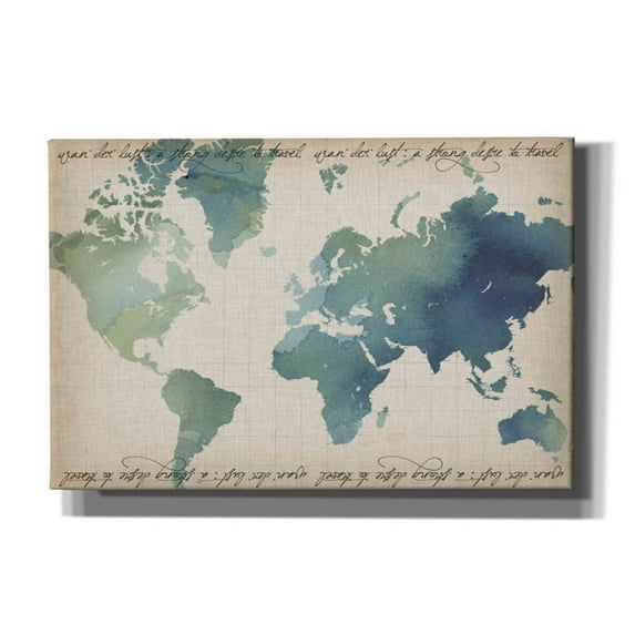 Epic Graffiti 'Watercolor World Map' by Grace Popp Canvas Wall Art, 60"x40"