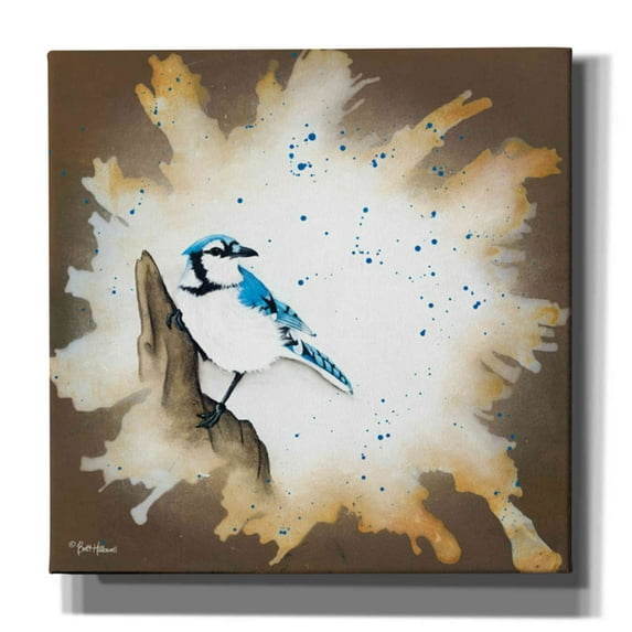 Epic Graffiti 'Weathered Friends - Blue Jay' by Britt Hallowell, Canvas Wall Art, 12"x12"