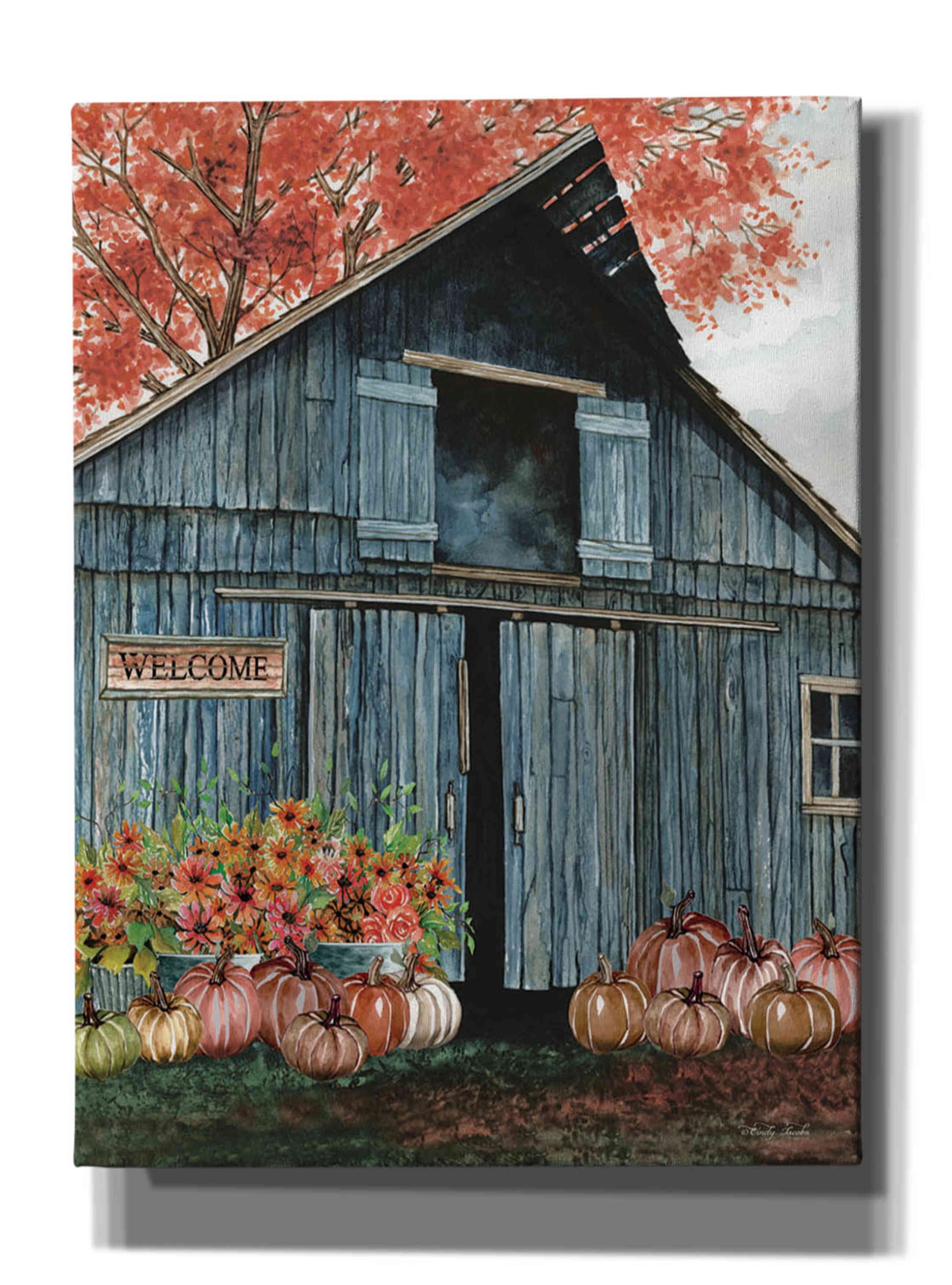 Epic Graffiti 'Welcome Fall Barn' by Cindy Jacobs, Canvas Wall Art, 40 ...
