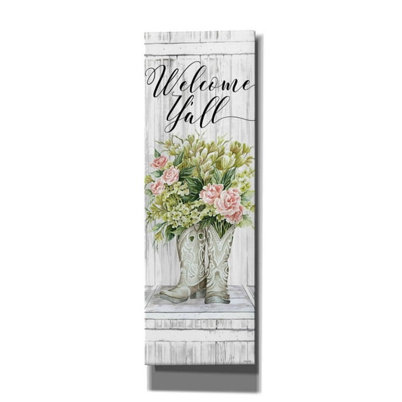 Epic Graffiti 'Welcome Y'all Cowboy Boots' by Cindy Jacobs, Canvas Wall Art, 20"x60"