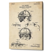 Epic Graffiti  "Welding Goggles Blueprint Patent Parchment" Giclee Canvas Wall Art, 12" x 18" 12" x 18"