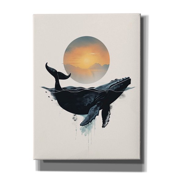 Epic Graffiti 'Whale Design Minimalist White Background' by Momart Canvas Wall Art, 40" x 54"
