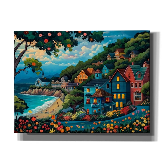 Epic Graffiti 'Whispering Waves Village'  by Doron David Canvas Wall Art, 16" x 12"