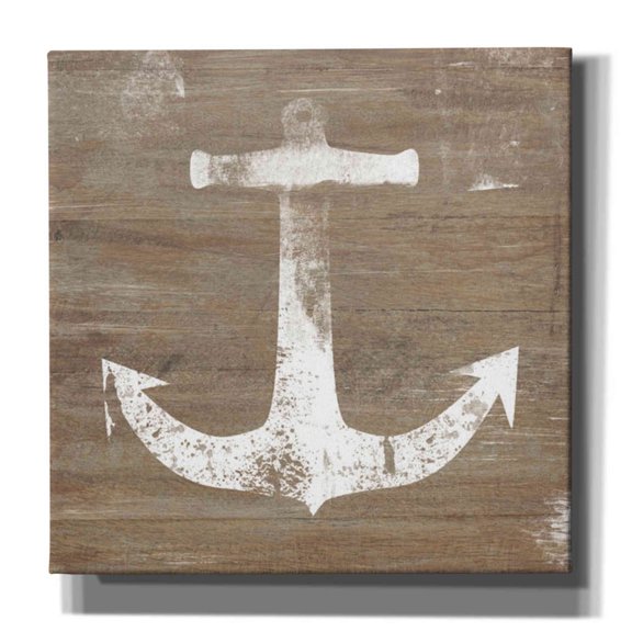 Epic Graffiti 'White Anchor on Natural' by Linda Woods, Canvas Wall Art, 26"x26"