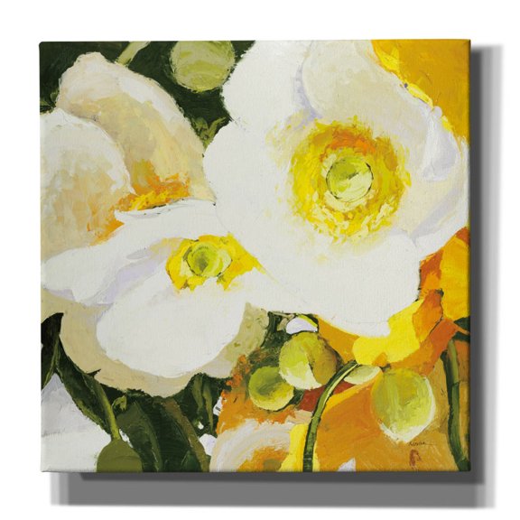 Epic Graffiti 'White Anemones Up Close' by Shirley Novak Canvas Wall Art, 37" x 37"