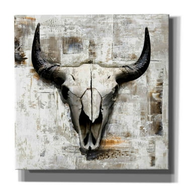 Epic Graffiti 'White Cowskull' by GraphINC, Giclee Canvas Wall Art, 18"x18"