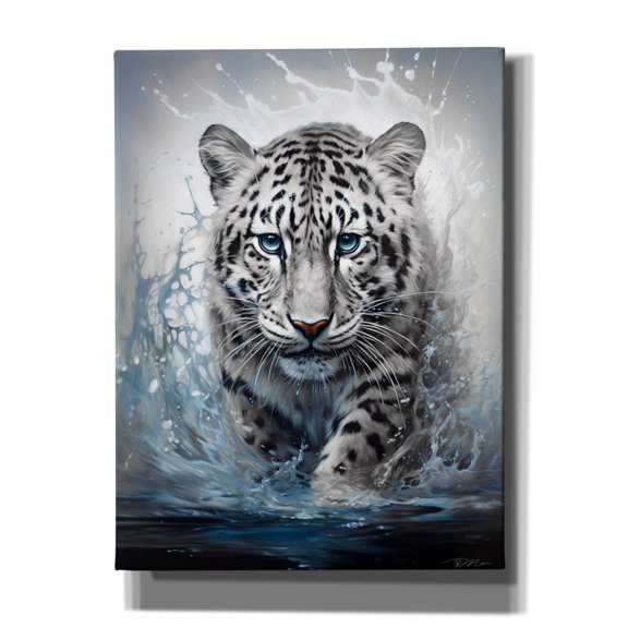 Epic Graffiti 'White Leopard' by Momart Canvas Wall Art, 12" x 16"