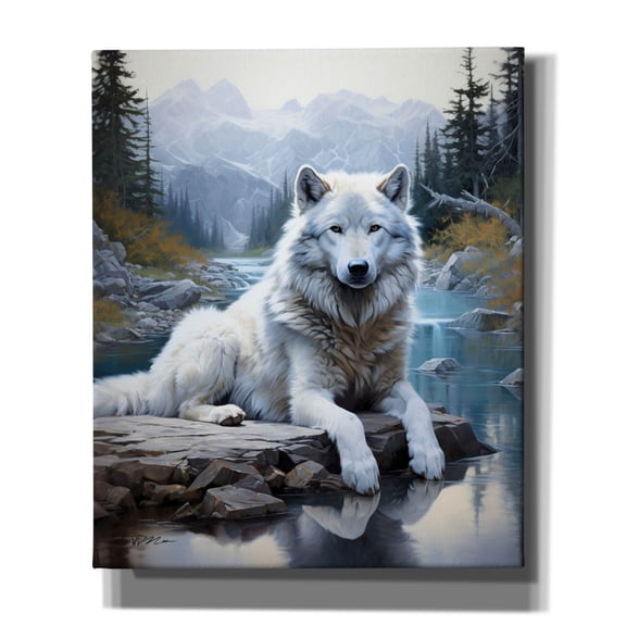 Epic Graffiti 'White Wolf Among The Ice' by Momart Canvas Wall Art, 20" x 24"