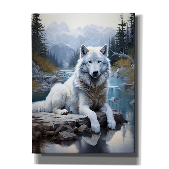 Epic Graffiti 'White Wolf Among The Ice' by Momart Canvas Wall Art, 40" x 54"