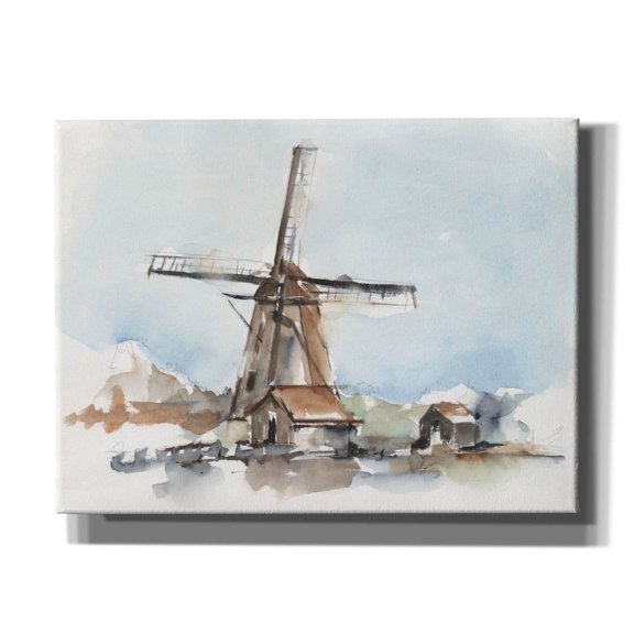 Epic Graffiti 'Windmill Watercolor 2'  by Ethan Harper Canvas Wall Art, 16" x 12"