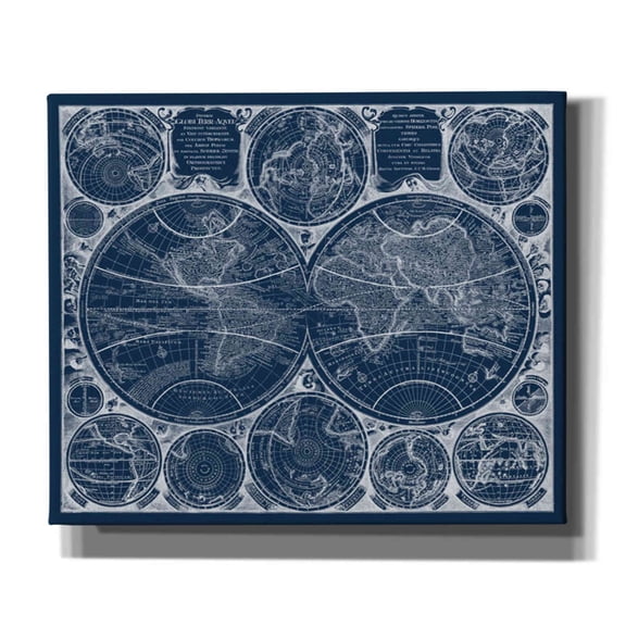 Epic Graffiti 'World Globes Blueprint' by Vision Studio Canvas Wall Art, 18"x16"