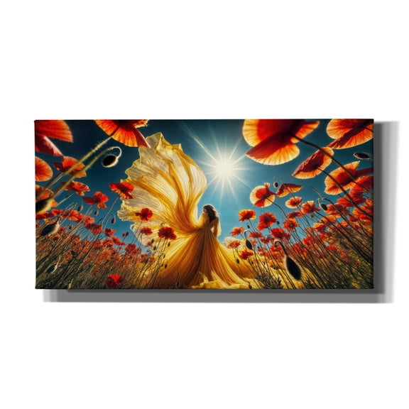 Epic Graffiti 'Yellow Dress In Poppie Fields' by Rey Klimt Canvas Wall Art, 24" x 12"