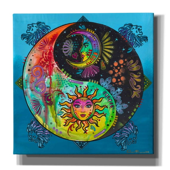 Epic Graffiti 'Yin Yang - Sun and Moon' by Dean Russo, Canvas Wall Art, 18"x18"