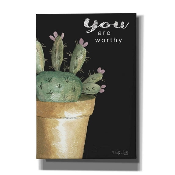 Epic Graffiti 'You Are Worthy Cactus' by Cindy Jacobs, Canvas Wall Art, 18"x26"