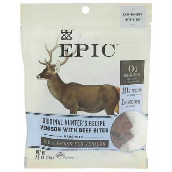 Epic Jerky Venison Bites 2.5 oz (Pack of 8)